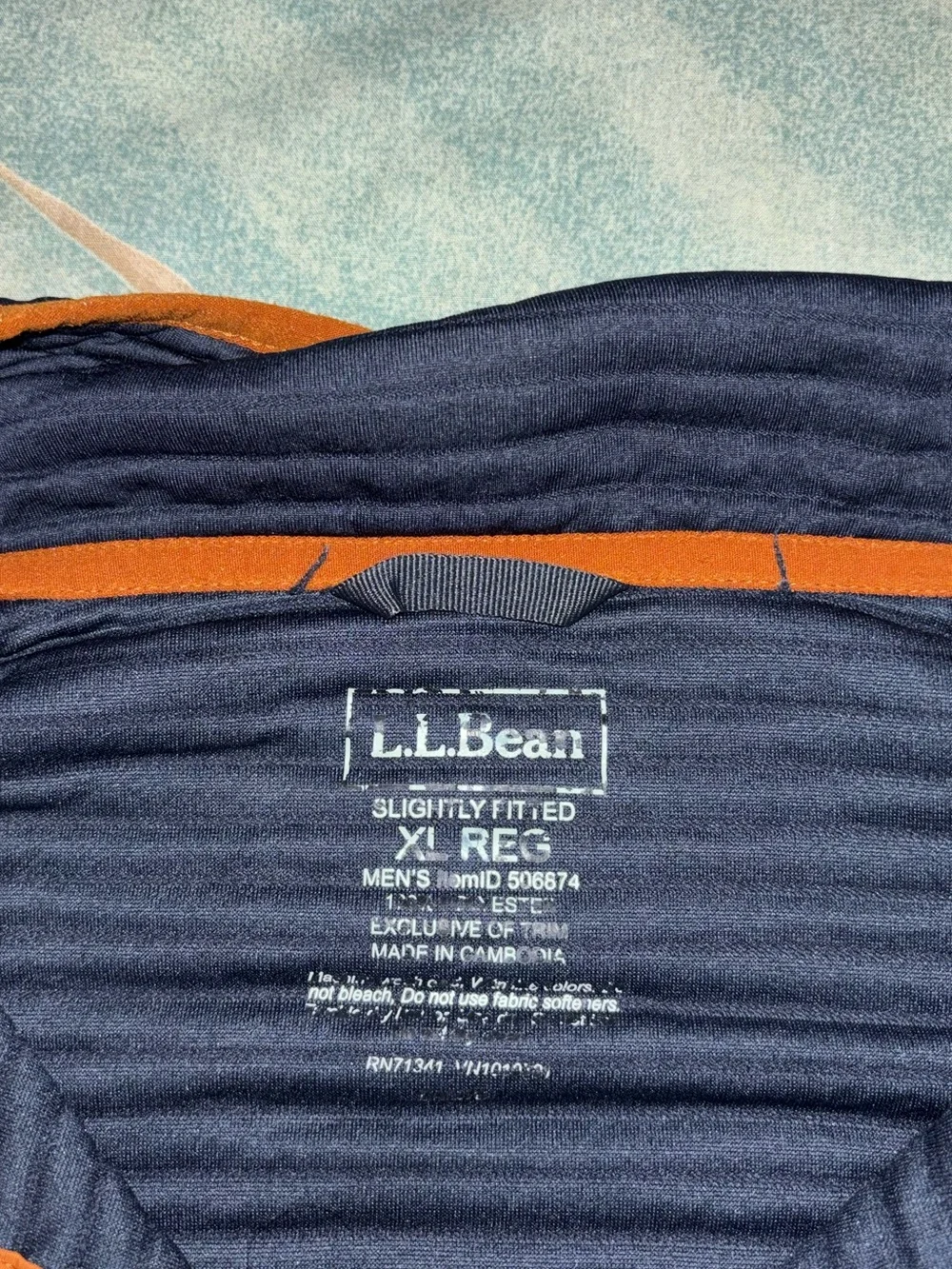 LL Bean Airlight Knit Pullover Size XL Reg Navy Orange Gorpcore Outdoor Casual